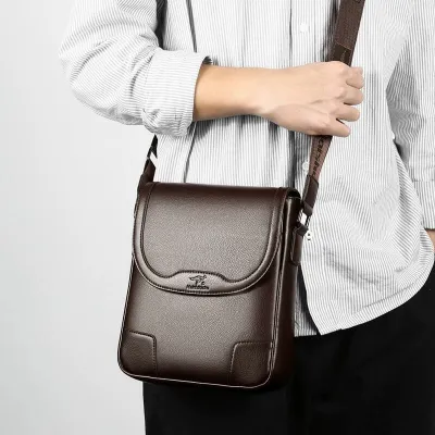 Premium Leather Men’s Crossbody Shoulder Messenger Bag – Stylish & Functional